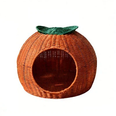 Дишащо екологично-оранжево ратаново оранжево-оформено котешка пещера/легло за домашни любимци